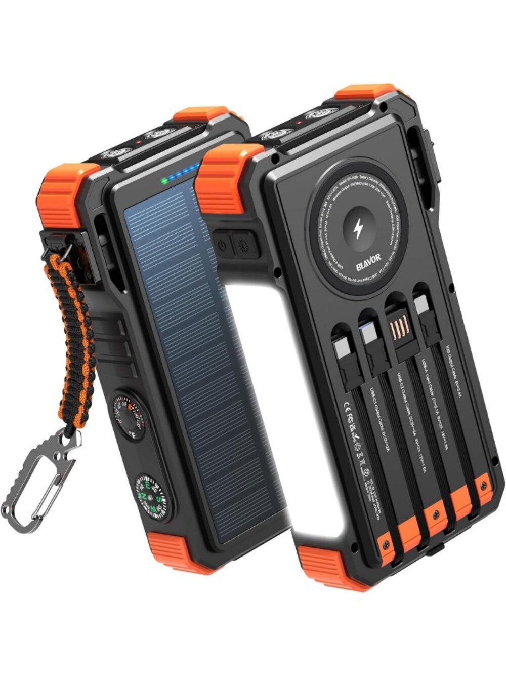 20000mAh Solar Power Bank, Wireless Charger for Phones & Smartwatches